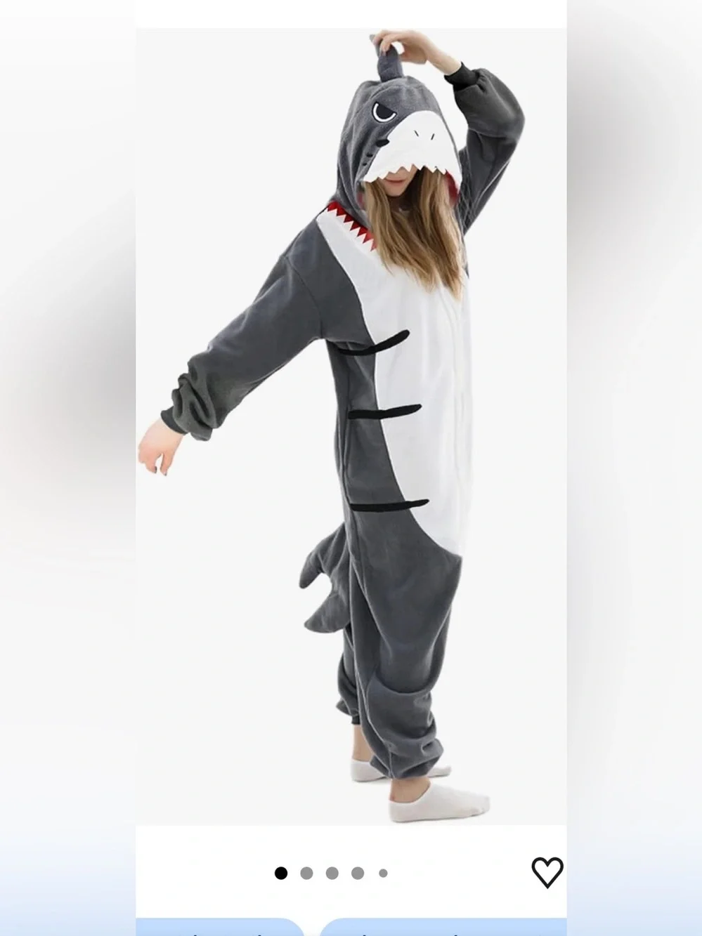 Adult Shark Onesie Costume - Gray Shark - Halloween